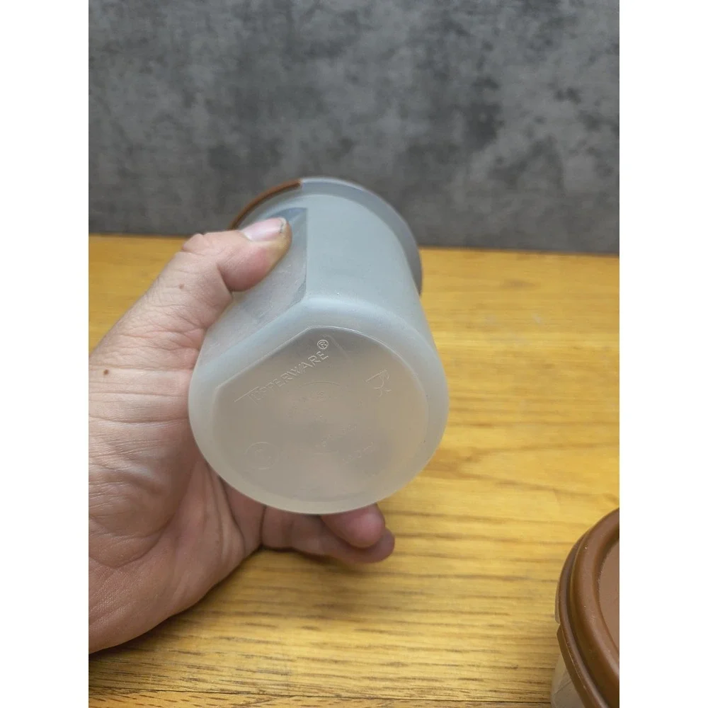 Lot of  3  Brown Lid Tupperware‎ Modular Mates - Storage
